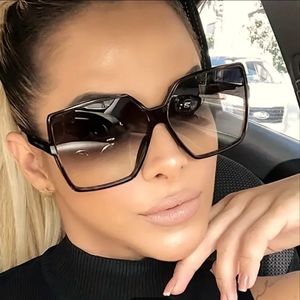 Oversized Square Sunglasses - Bright Black All Gray